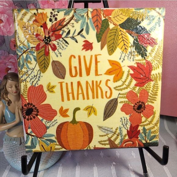 DECOUPAGE CANVAS PRINTS GIVE THANKS - Picture 1 of 1
